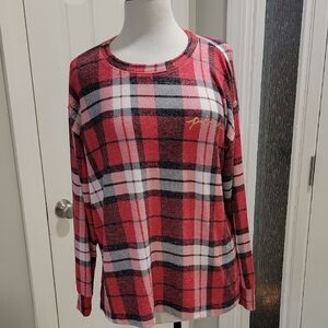 PINK Victoria's Secret Red Plaid Long Sleeve Sleepwear Top